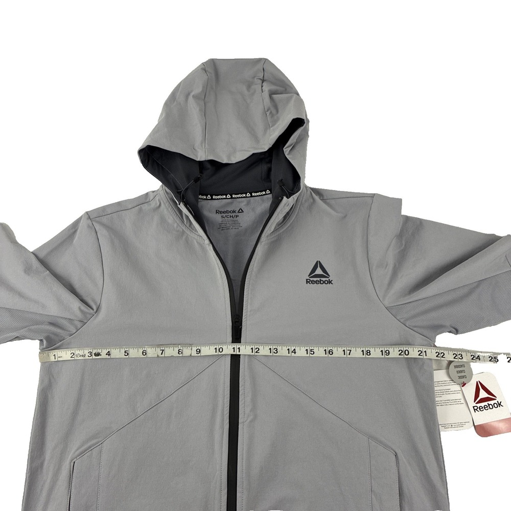 New Mens Reebok Ascent Full Zip Windbreaker Jacket Size Small NWT Gray Sleet - Picture 4 of 8